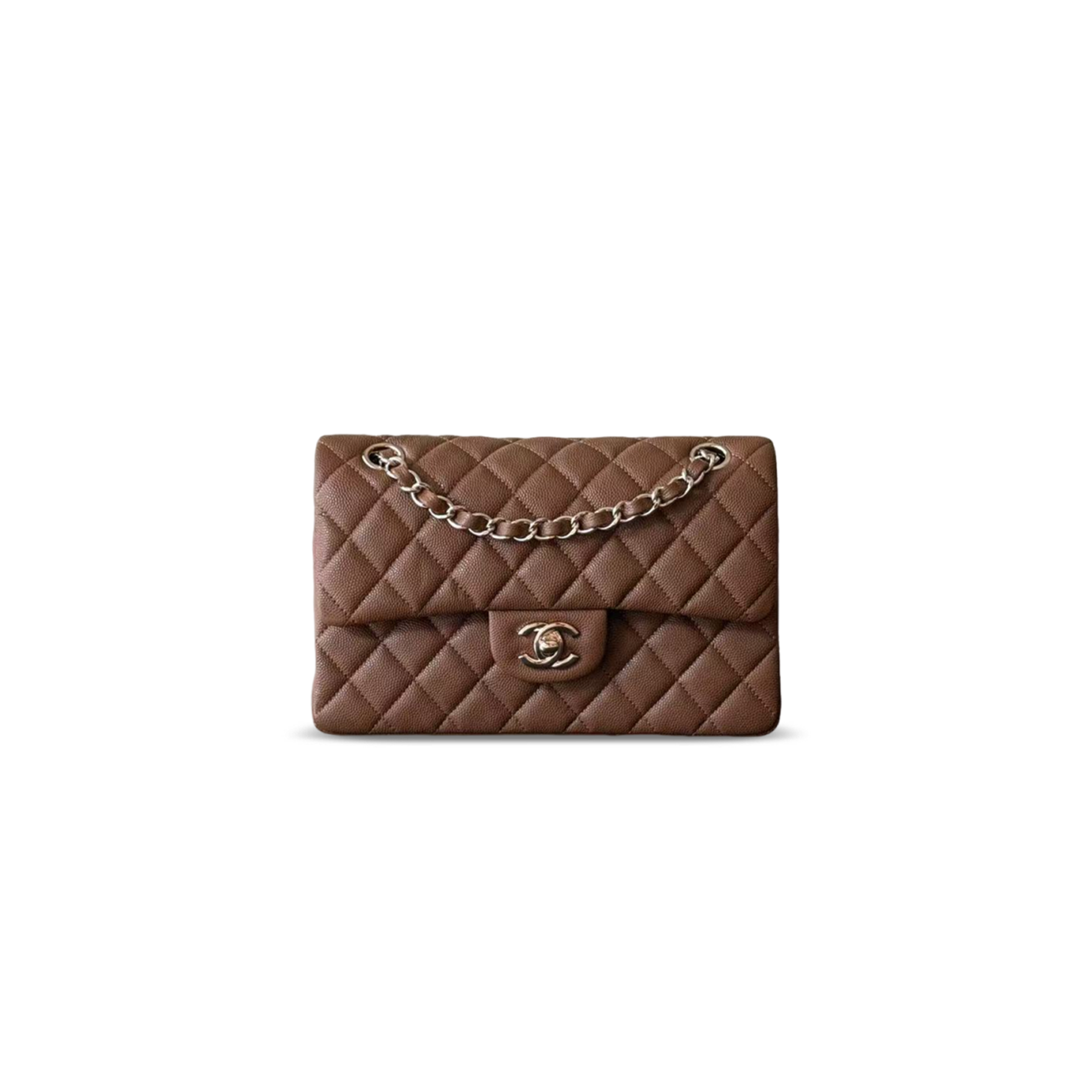 CHANEL MASTER SMALL CLASSIC DOUBLE FLAP BAG CAVIAR BROWN (23*14*6cm)